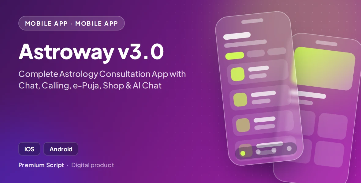 Astroway v3.0 - Complete Astrology Consultation App with Chat, Calling, e-Puja, Shop & AI Chat